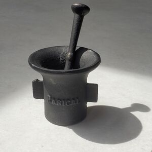 Cast Iron Mortar & Pestle Rarical Advertising Pharmacy Antique Vintage